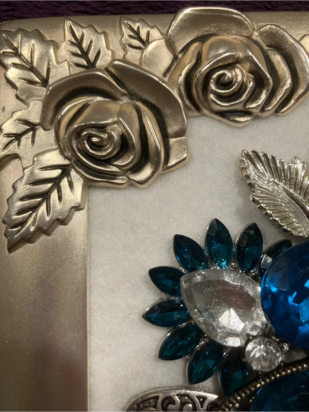 Blue Gem Floral Wall Decor Frame